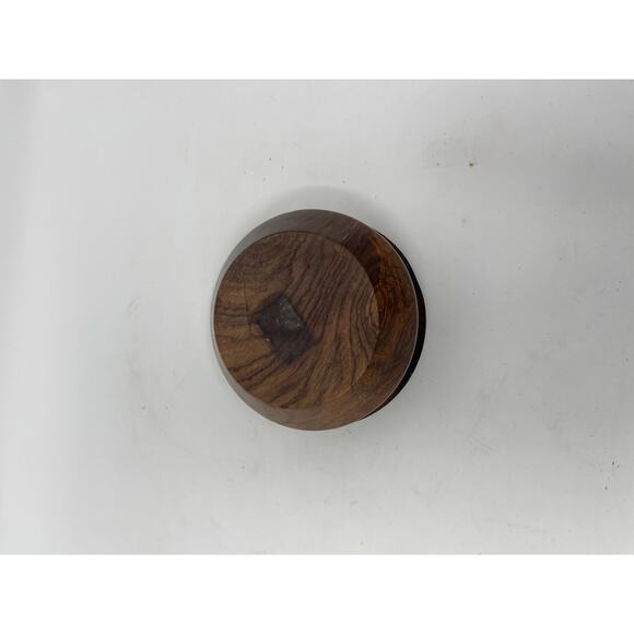 Vintage Handmade Round Wood Bird Trinket Miniature Jewelry Box - Picture 4 of 5